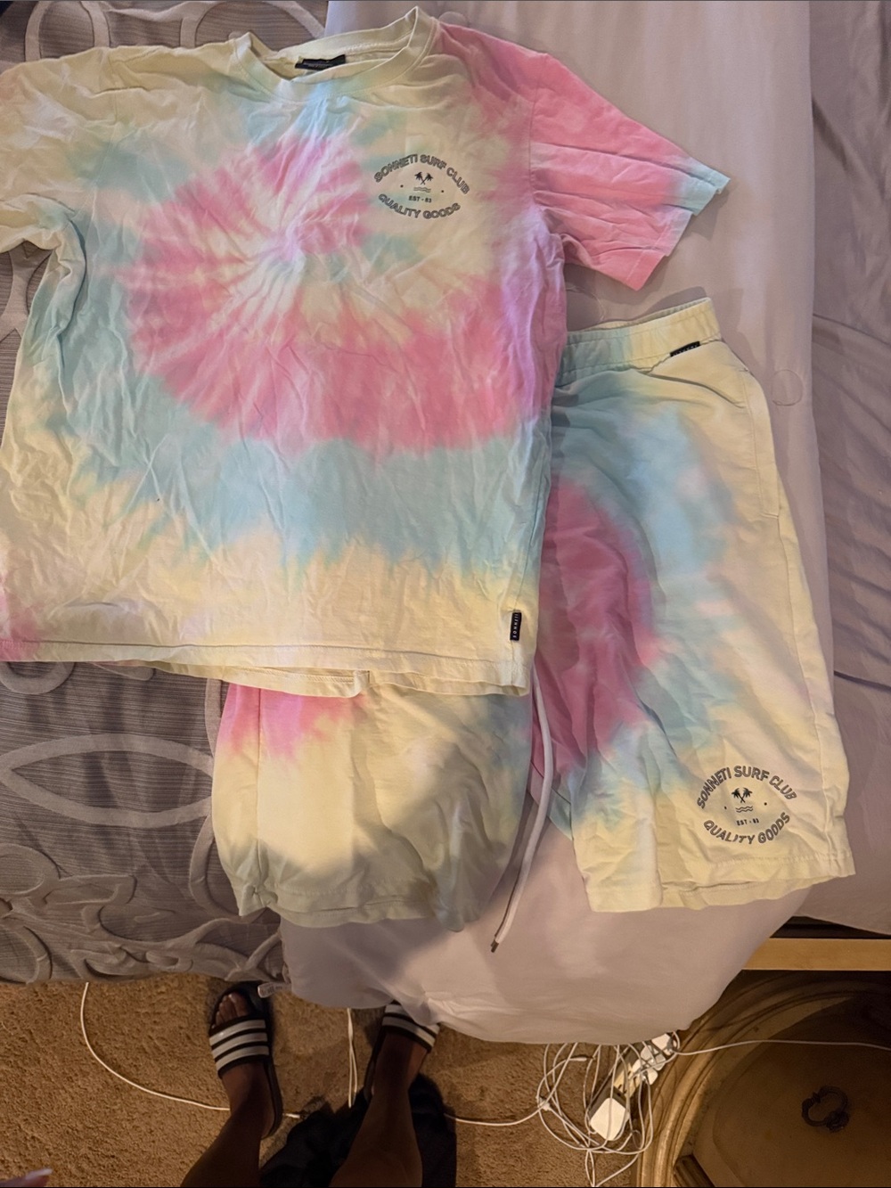 Sonetti Tie-Dye Tee & Short Set — Pastel Pink Blue Yellow